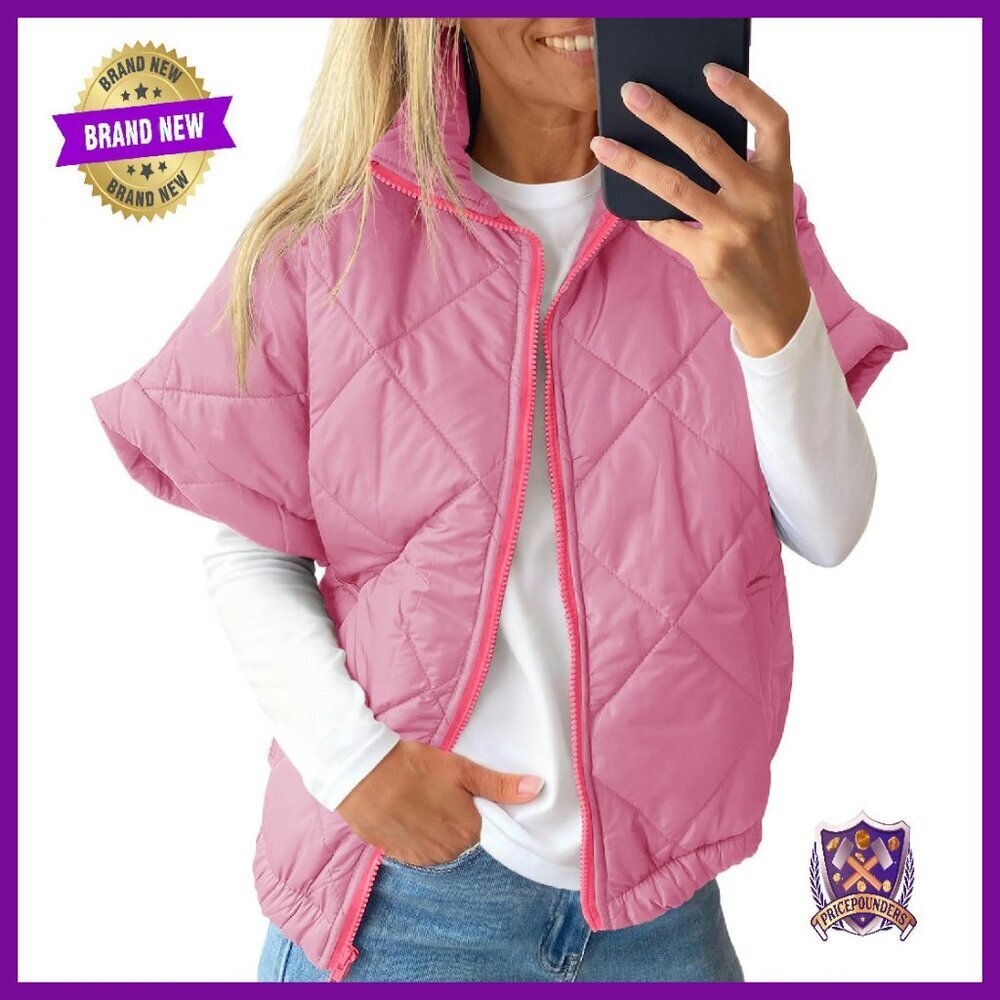 Lightweight Puffer Vest Sleeveless Quilted Jacket Oversized Warm Outerwear